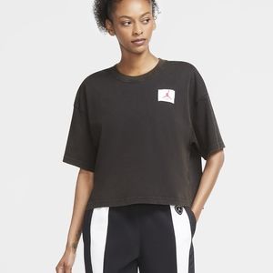 Women's NIKE Jordan Flight Fleece Crewneck Sweatshirt In Black PLUS SIZE
